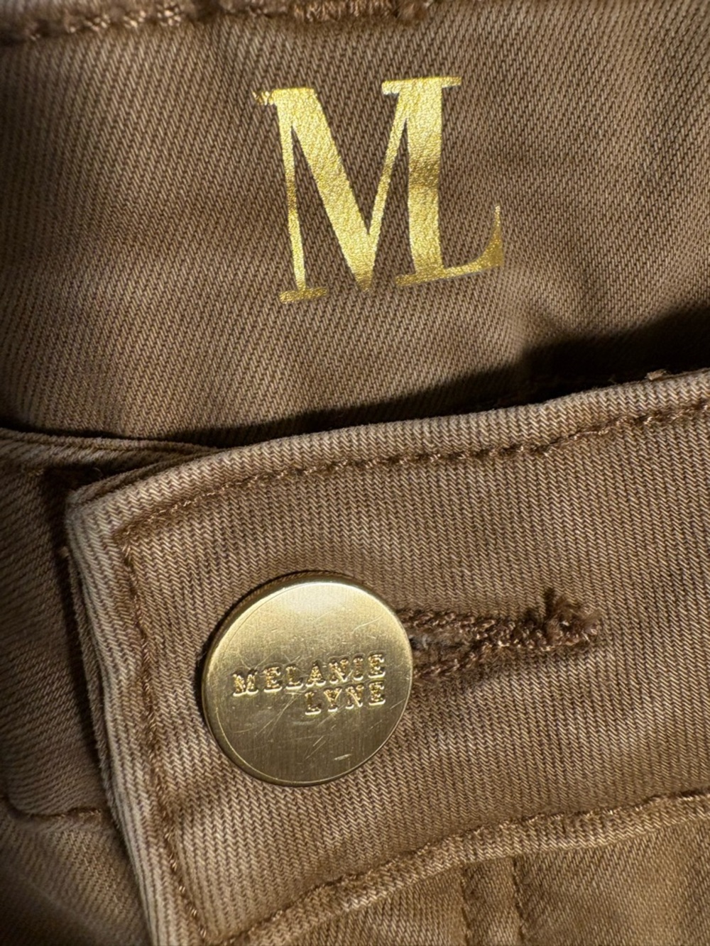 Melanie Lyne Wide Leg, Cropped Jeans, Tan/Mocha with Raw Hem, Sz. 10. Like new! - Picture 4 of 10